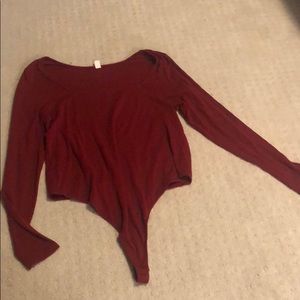 Square neck Burgundy bodysuit